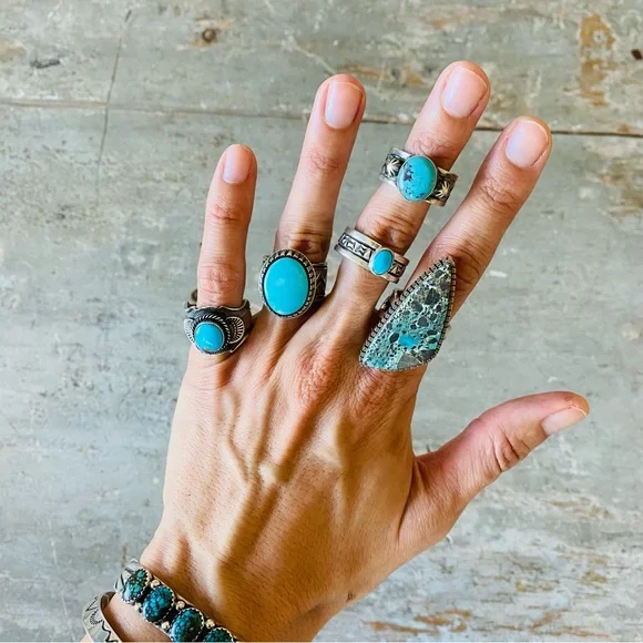 SOLD ♥️ Navajo ♥️ Landon Secatero Sterling Silver & Appaloosa Turquoise Ring - Picture 13 of 13